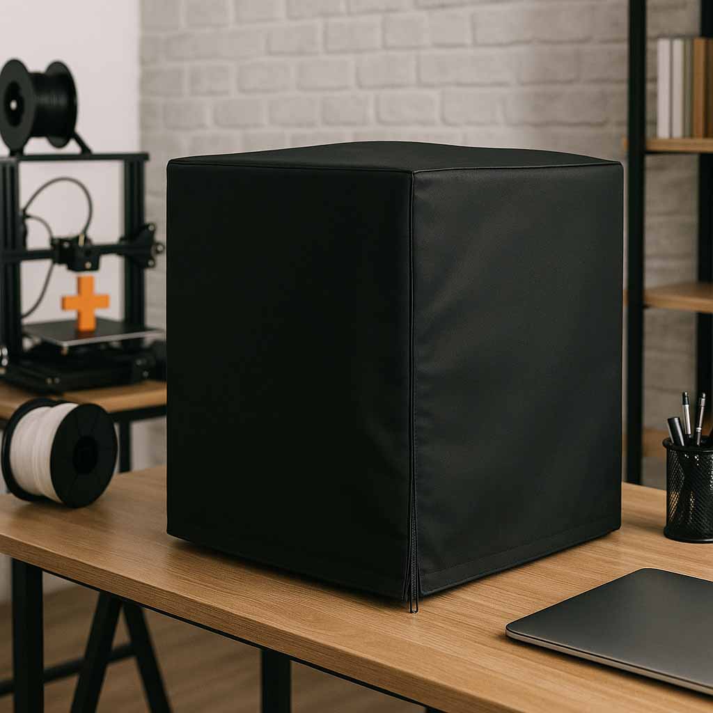 Maßgeschneiderte 3D-Drucker Abdeckung aus wasserdichter Schutzhülle, zentimetergenau gefertigt für Ender, Prusa, Bambu Lab und andere 3D-Printer.