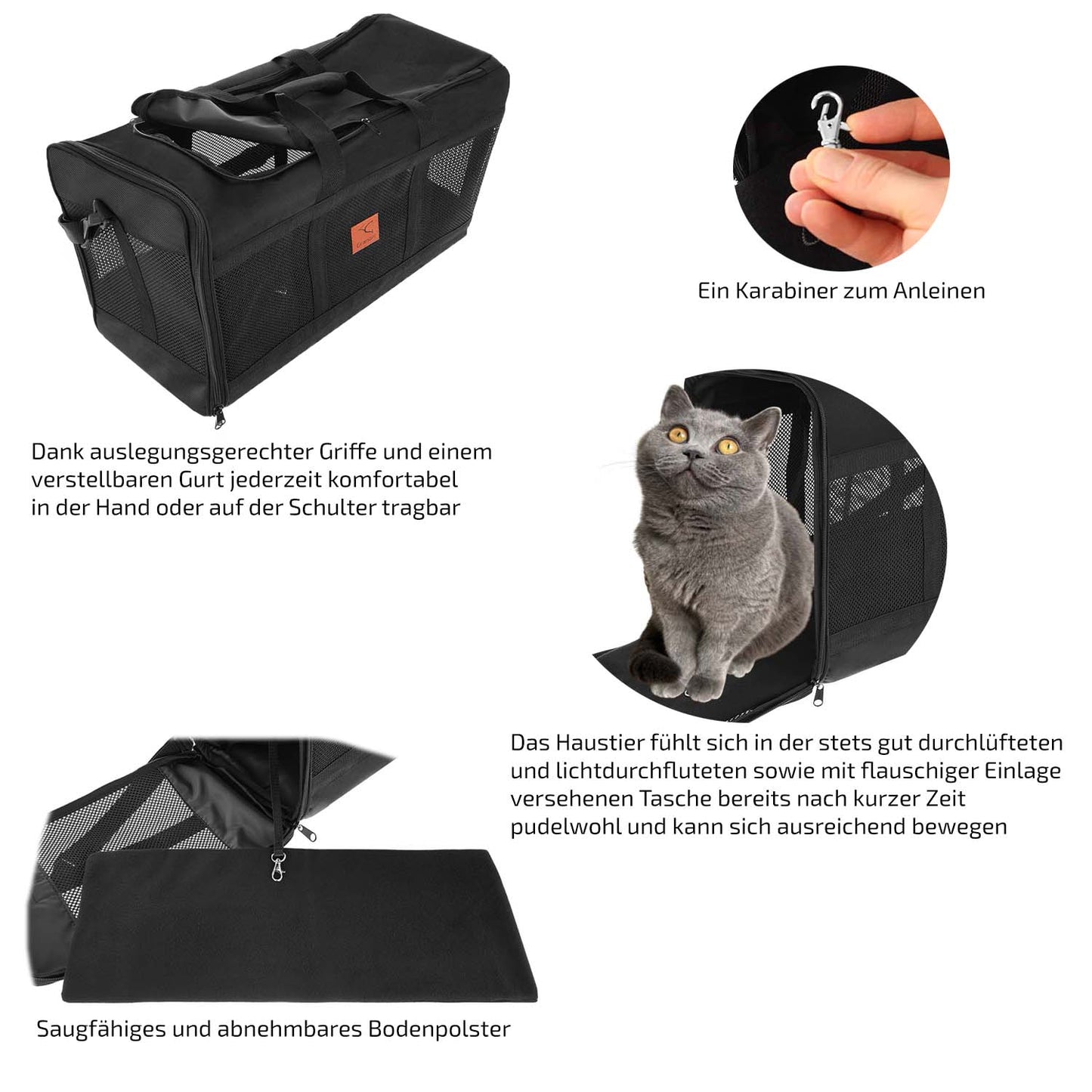 Katzen Tasche 55x40x23 cm als Box für Flugzeug Reisen (Beschreibung)