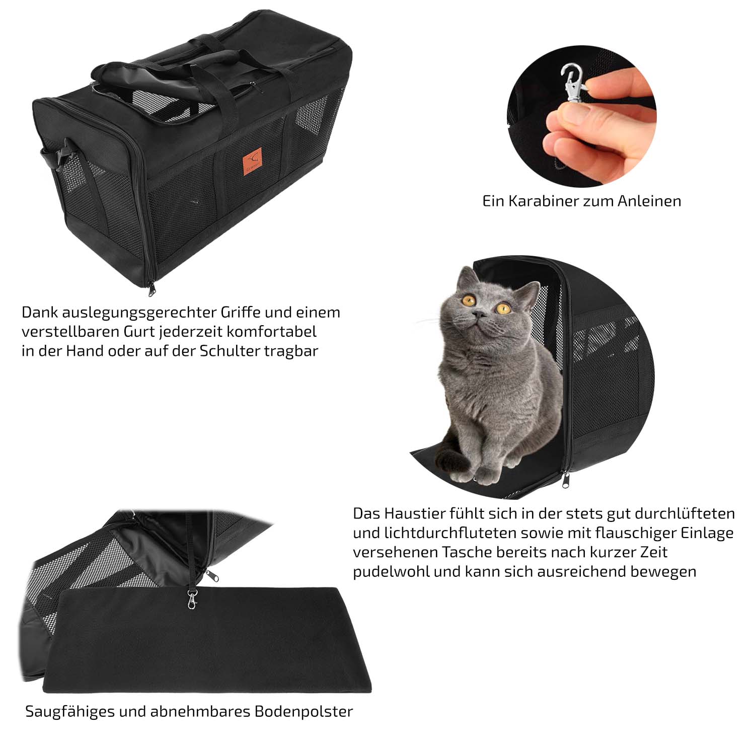 Katzen Tasche 55x40x23 cm als Box für Flugzeug Reisen (Beschreibung)