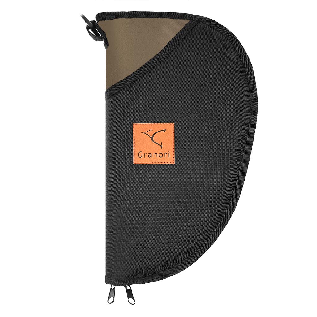 Frontansicht einer Pistolentasche in oliv-schwarz