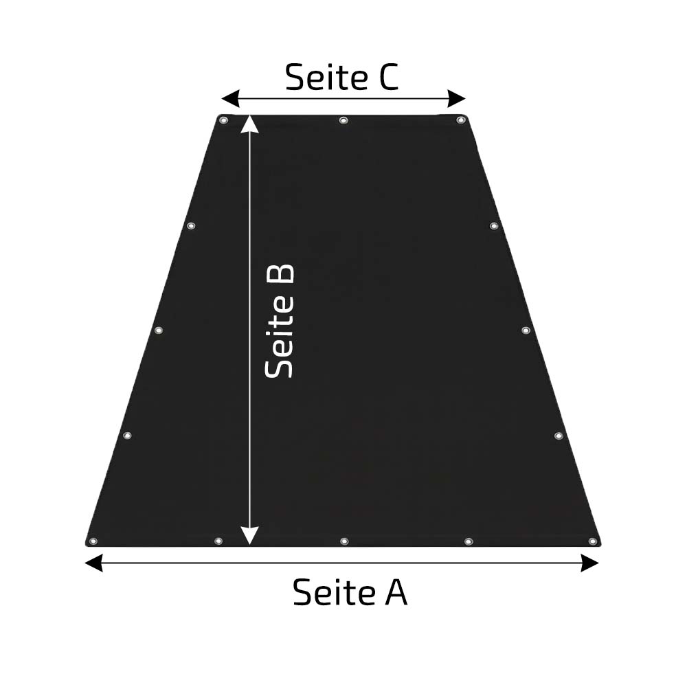 Trapez Plane nach Maß mit Ösen (gleichschenklige Trapezform)