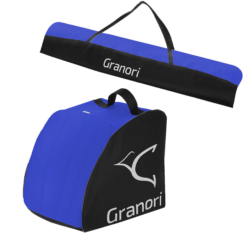 Skischuhtasche und Skitasche als Set in der Farbe blau-schwarz