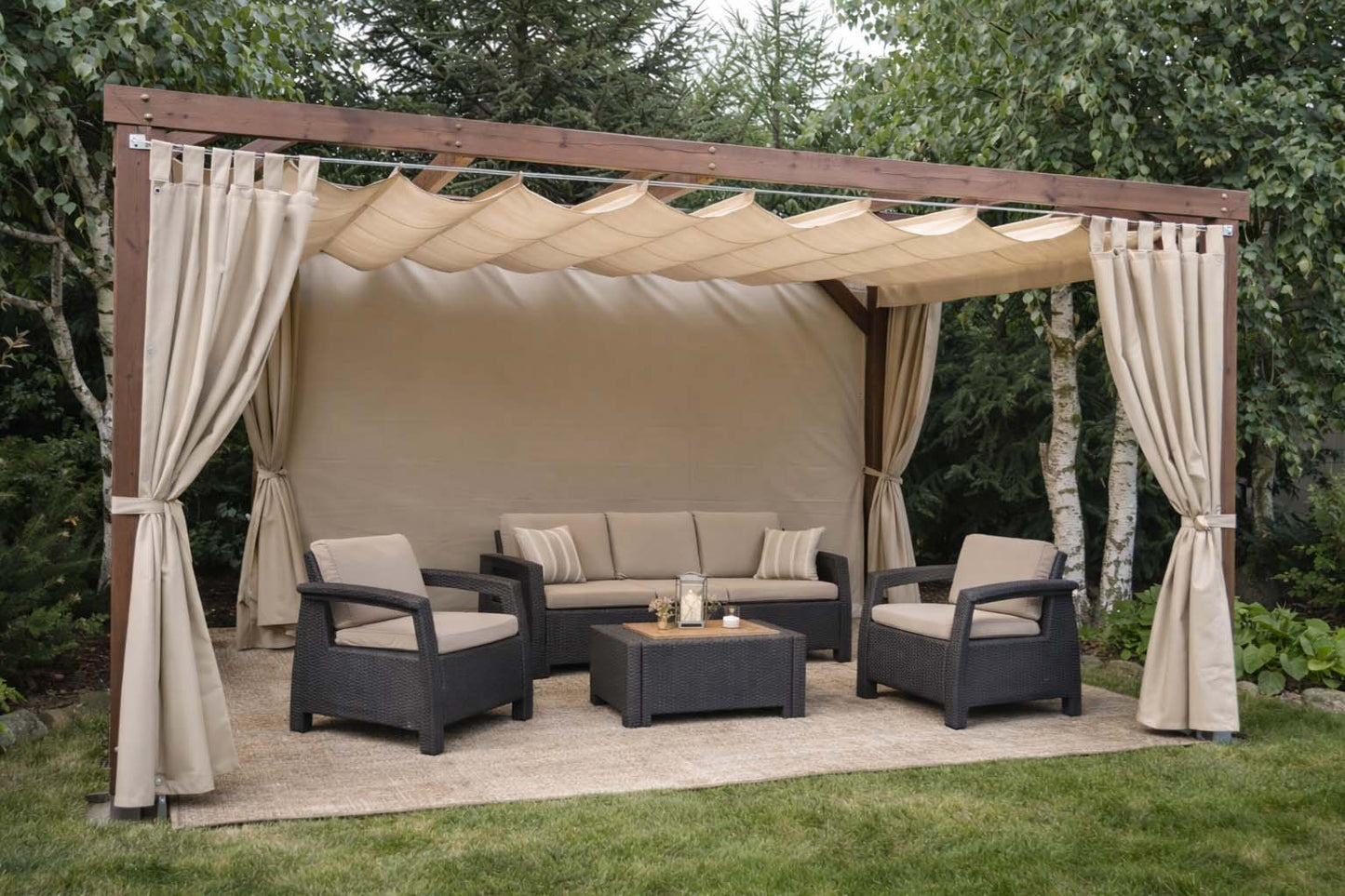 Robuste wetterfeste Vorhänge nach Maß für Garten Pergola und Terrasse draußen