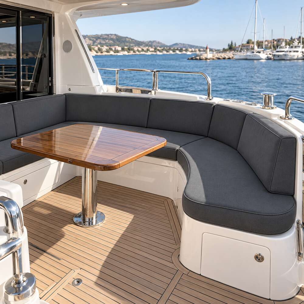 Maßgefertigte Yacht-Sitzpolster im Cockpit