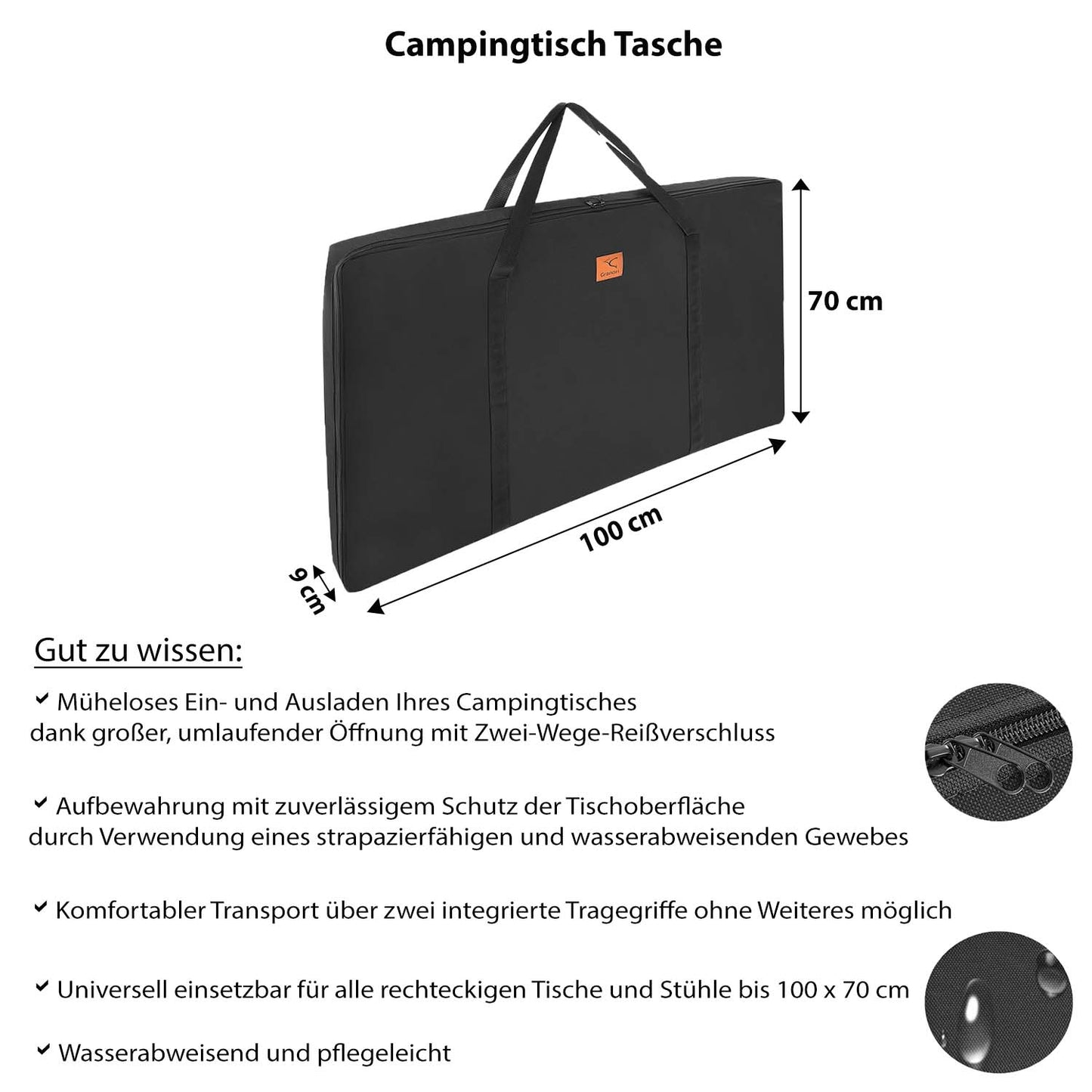 Campingtisch Tasche 100x70 cm