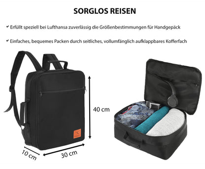 Handgepäck Rucksack 40x30x10 cm grafische Beschreibung