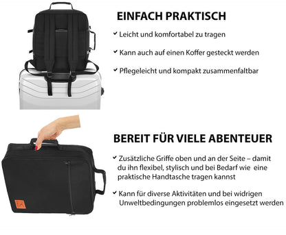 Handgepäck Rucksack 40x30x10 cm Infografik