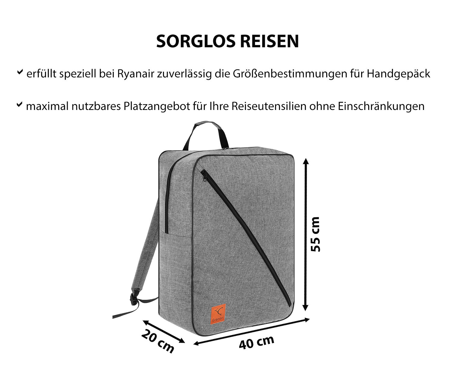 wanderrucksack handgepäck 55x40x20 Granori Handgepäck Rucksack 55x40x20 cm – XL – Granori Official