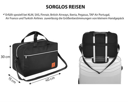 Kleine Handgepäck Tasche 40x30x15 cm für Flug mit KLM, Air France, British Airways uvm.
