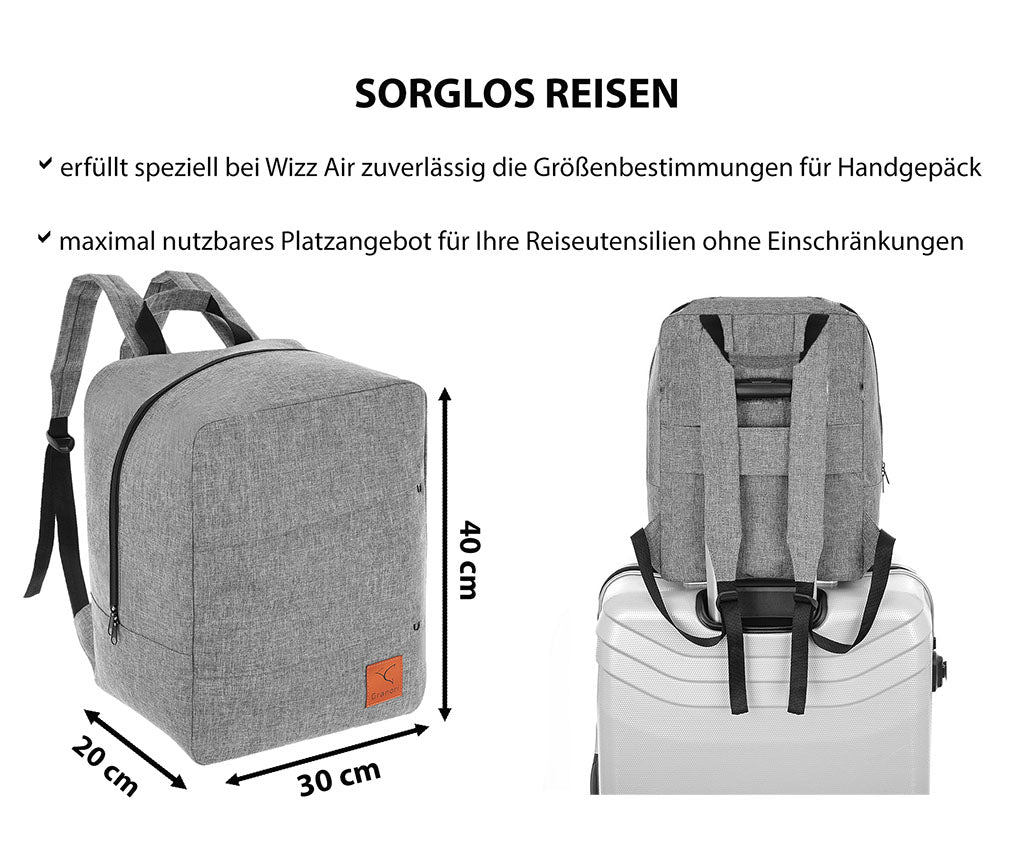 reiserucksack handgepäck größe Handgepäck Rucksack 40x30x20 cm für Ryanair und Wizzair Flug – Granori Official