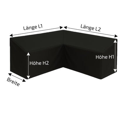 Abdeckhaube Plane nach Maß für L Form Lounge Möbel Größe konfigurieren