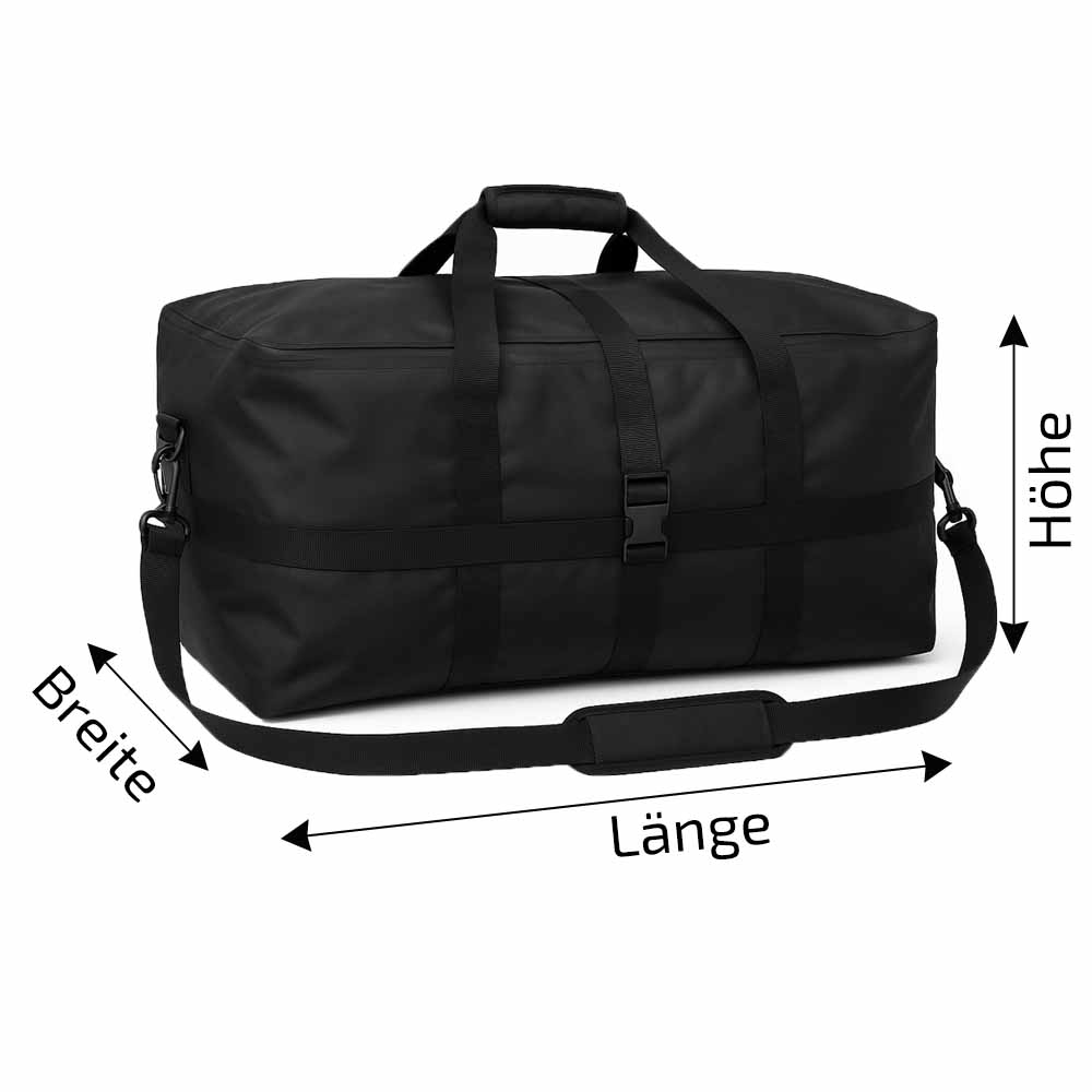 Individuelle Tasche nach Maß mit wasserdichtem Reißverschluss zur Aufbewahrung und Transport aus robustem Planen Material.