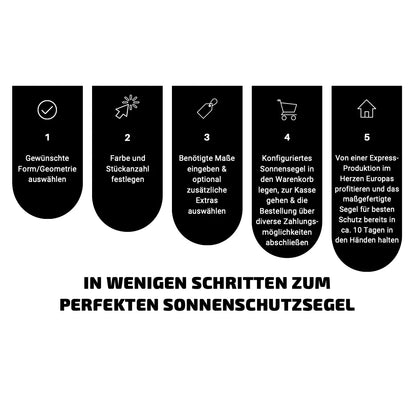 Wetterfestes Sonnensegel nach Maß mit Ösen online konfigurieren und günstig bestellen 