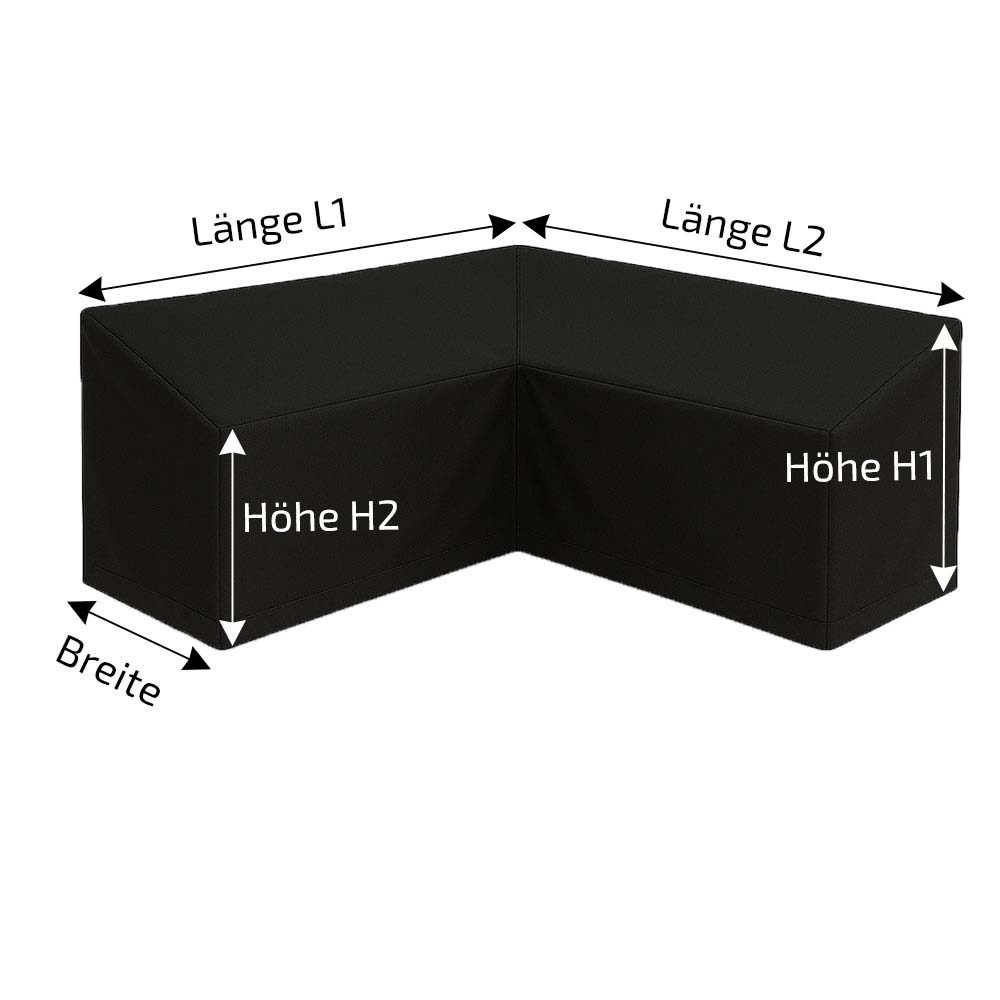 Passgenaue Abdeckplane für L-förmige Außenküche mit Grillbereich – wetterbeständige Outdoor Küchen Abdeckung für moderne Gartenküche und BBQ-Küche, ideal zum Schutz vor Feuchtigkeit, Sonne und Verschmutzung.