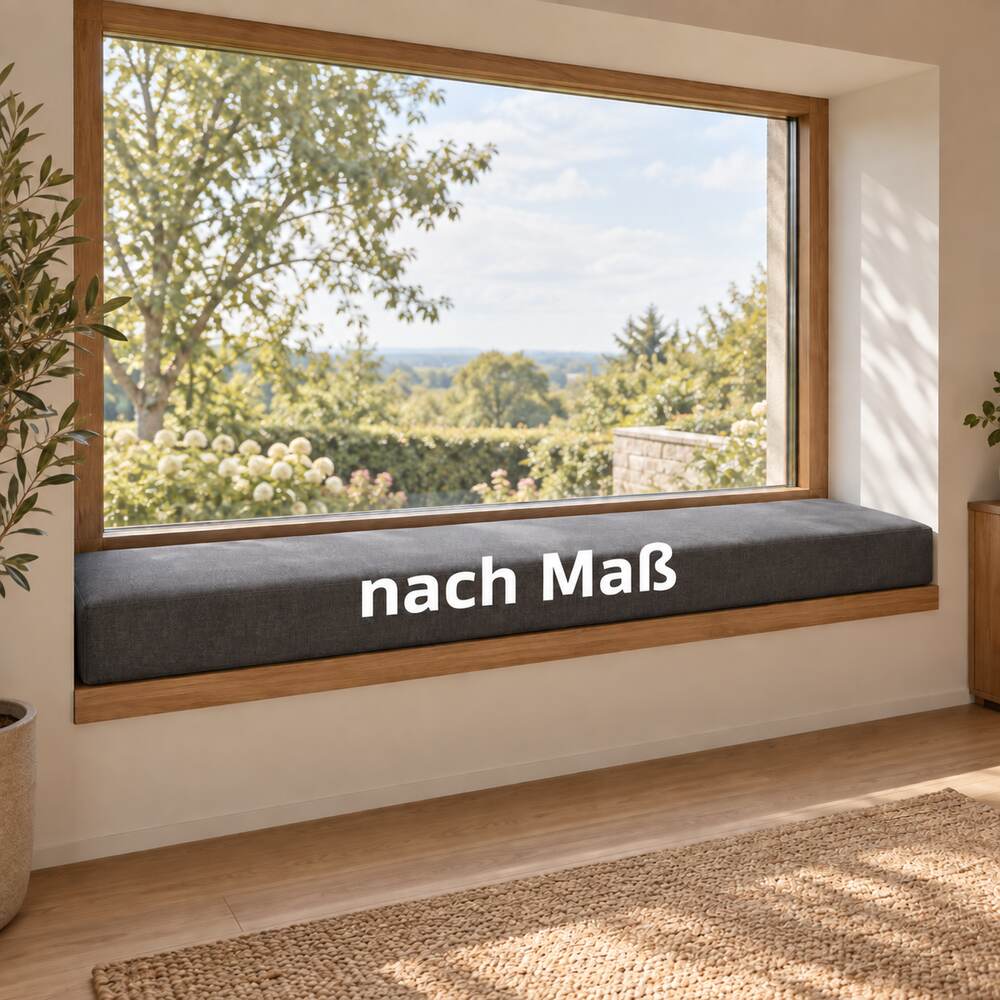 Maßgefertigtes Fensterbank Sitzkissen in einer Fensternische