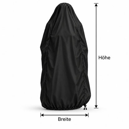 Maßskizze einer Schutzhaube für Gartenfiguren mit Breite und Höhe