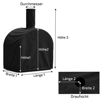 Wasserdichte maßgefertigte Abdeckplane  als passgenauer Wetterschutz für Terrassenofen und Outdoor Küchenofen