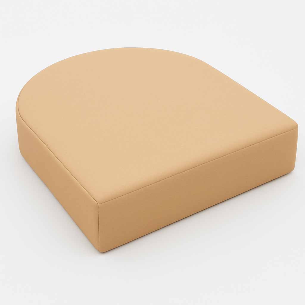 Maßgeschneiderter wasserdichter Sitzkissenbezug in Halbkreisform und Farbe beige