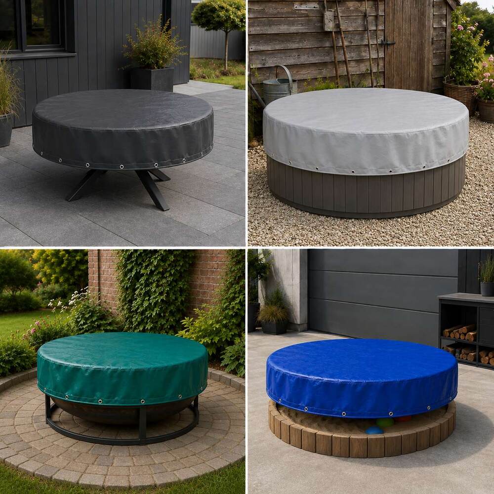 Runde PVC-Schutzhauben nach Maß für Gartentisch, Whirlpool und Feuerschale