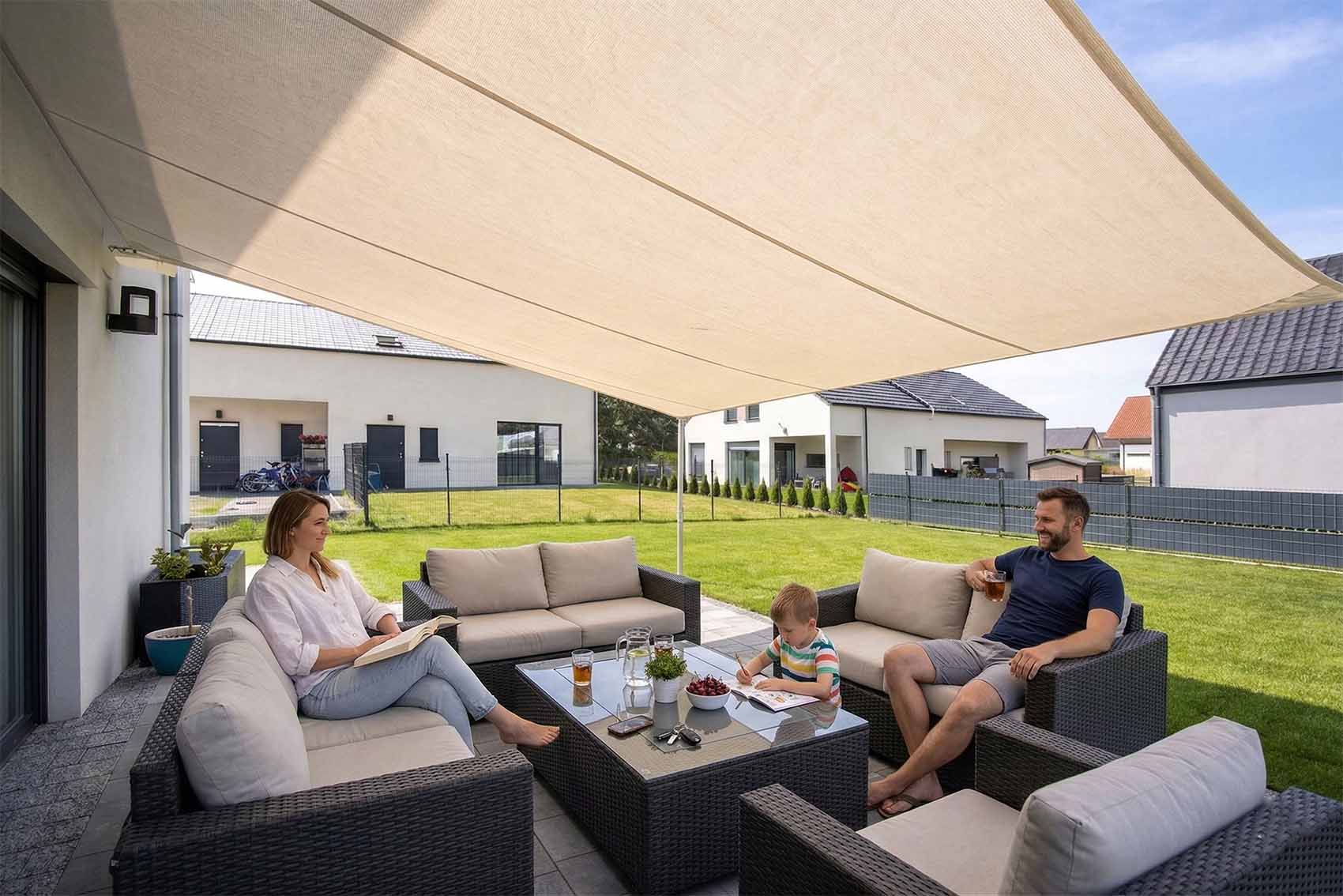 Rechteckiges Sonnensegel nach Maß gefertigt