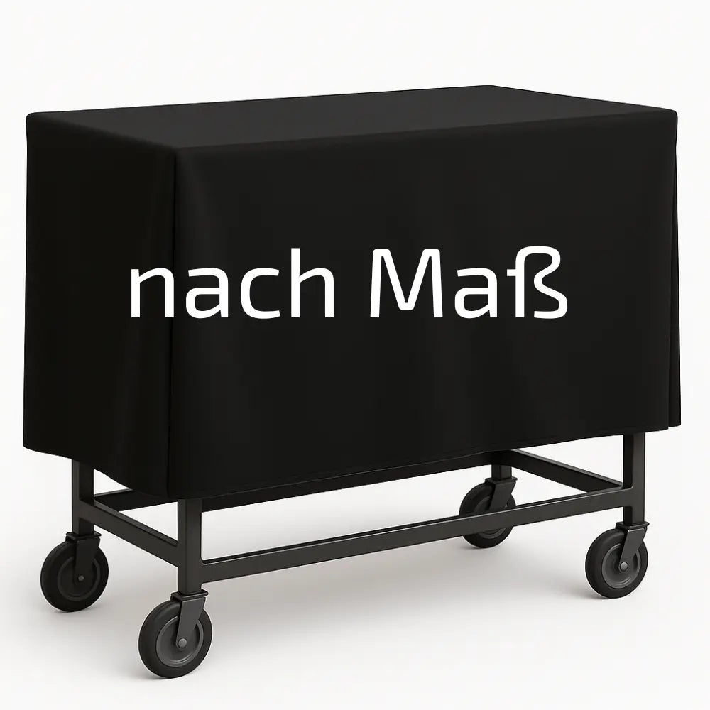 Wetterfeste Abdeckhaube nach Maß für einen Servierwagen im Außenbereich, passgenau gefertigt und zuverlässig im Schutz vor Regen und Schmutz.