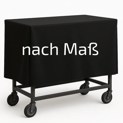 Wetterfeste Abdeckhaube nach Maß für einen Servierwagen im Außenbereich, passgenau gefertigt und zuverlässig im Schutz vor Regen und Schmutz.
