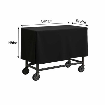 Faltbare Servierwagen-Schutzhülle nach Maß in der Detailansicht, robustes Material, das sich leicht montieren und kompakt verstauen lässt.
