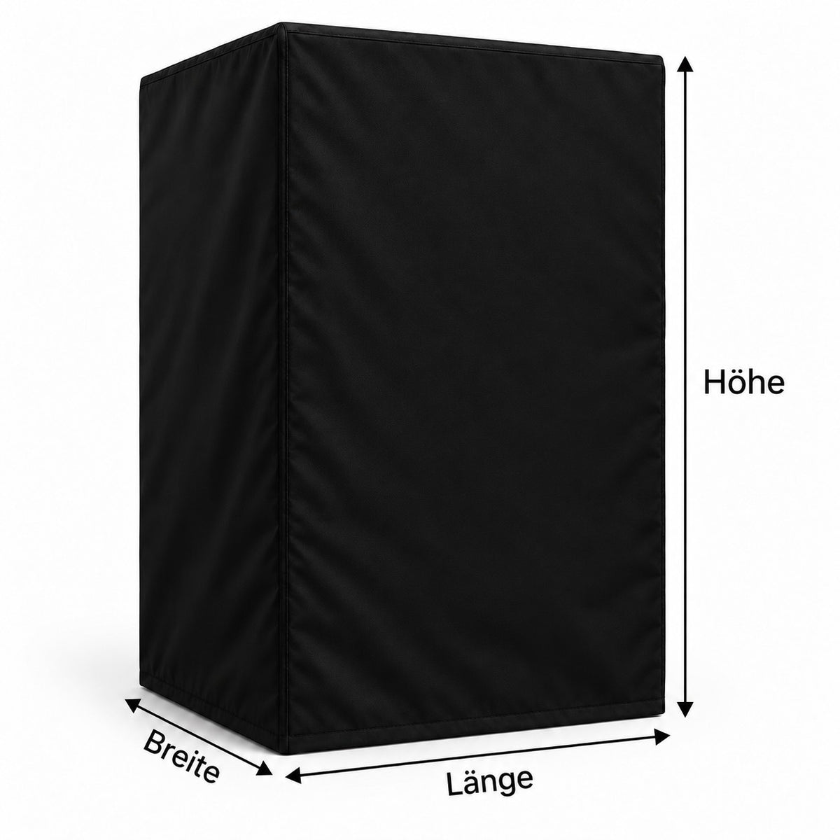 Maßskizze der Teleskop Abdeckplane mit Länge, Breite und Höhe