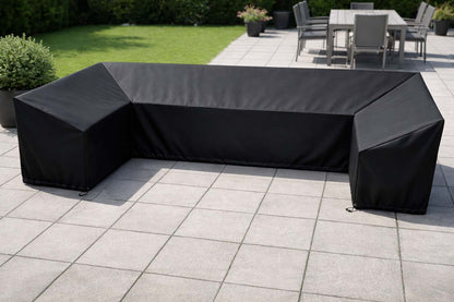 Maßgefertigte U-Form Abdeckung für Outdoor-Couch auf Terrasse